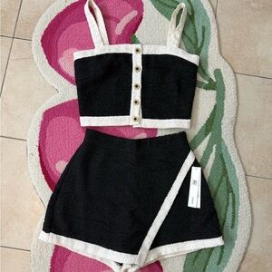 Aqua Black and Cream Textured Garment